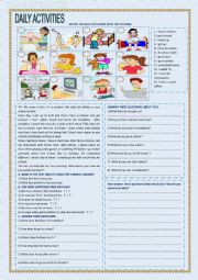 English Worksheet: DAILY ACTIVITIES