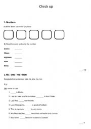 English Worksheet: Check up for third graders