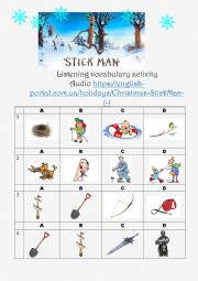 English Worksheet: Stick Man. Listening vocabulary activity. 