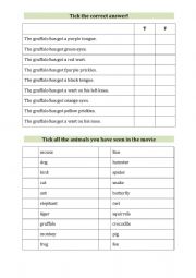 English Worksheet: Gruffalo - tick the correct answer