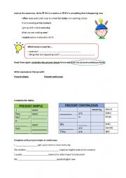 English Worksheet: present simple and continuous