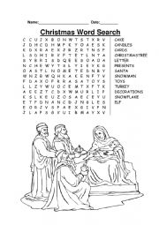 English Worksheet: Christmas word search