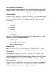 English Worksheet: descriptive writing