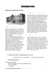 English Worksheet: Buckingham Palace and the daily routine of the Queen