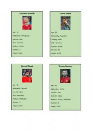 English Worksheet: Soccer Game cards