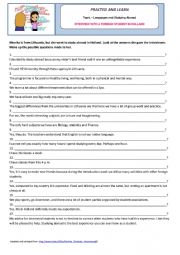 English Worksheet: Asking questions - Interview with a foreign student