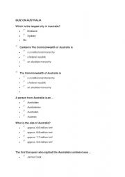 English Worksheet: Quiz on Austrlia