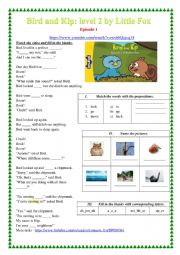 English Worksheet: Bird and Kip Episode 1 cartoon worksheet