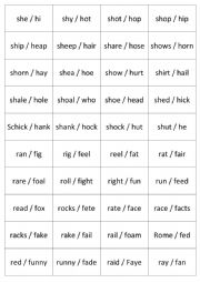 English Worksheet: Follow me (loop cards) minimal pairs