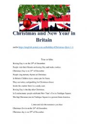 English Worksheet: Christmas and New Year in Britain. listening activity.