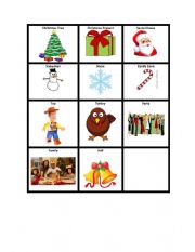 English Worksheet: Christmas Pictionary cards 