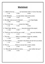 English Worksheet: Relative pronouns