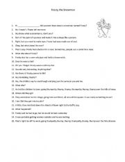 English Worksheet: Frosty the Snowman Dialogue