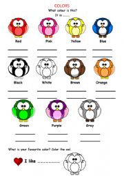 Colours writing worksheet