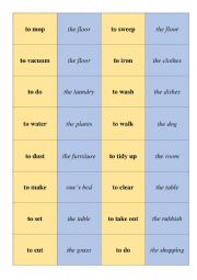 English Worksheet: Household chores (matching cards)