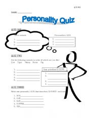 English Worksheet: personality quiz