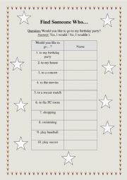 English Worksheet: Would you like