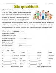 English Worksheet: Wh questions