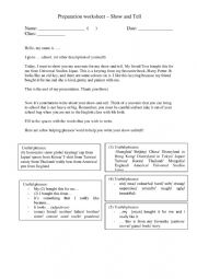 English Worksheet: Show and tell - a memorable gift / souvenir