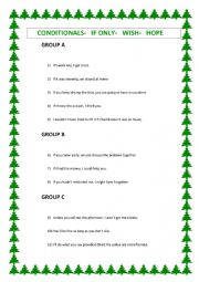 English Worksheet: CONDITIONALS- GROUP WORK