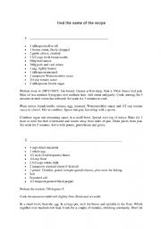 English Worksheet: American recipes