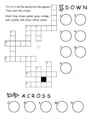 English Worksheet: Color Crossword