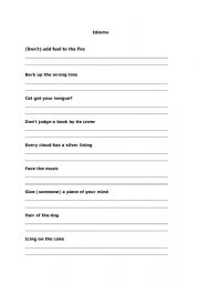 English Worksheet: English idioms