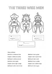 English Worksheet: The Three Wise Men / Three Kings