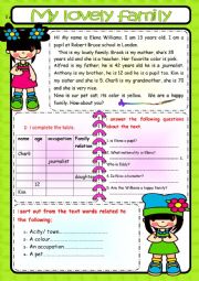 English Worksheet:  vocabulary related to THE FAMILY.