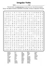 Irregular Verbs Word Search