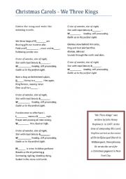 English Worksheet: Christmas carol gap filling