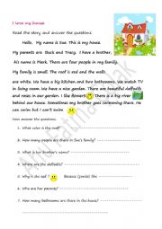 English Worksheet: I love my house