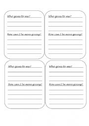 English Worksheet: The Giving Tree/ Gratitude Worksheet