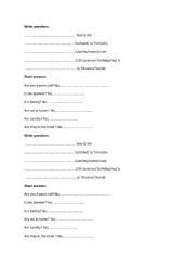 English Worksheet: To be - questions and short answers
