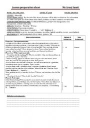 English Worksheet: School life lesson plan 9th form