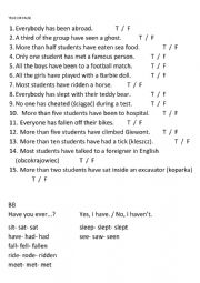 English Worksheet: Present Perfect experience questionaire