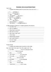 English Worksheet: Present Simple and Verb to be