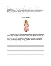 English Worksheet: The Pink Color Girl