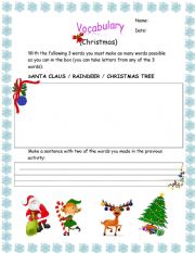 English Worksheet: Vocabulary Christmas theme