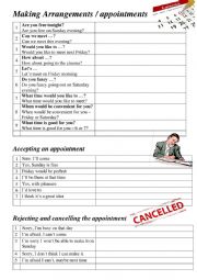 English Worksheet: Making appointments (phrases)