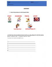 English Worksheet: INTENTIONS