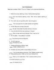 English Worksheet: Past progressive