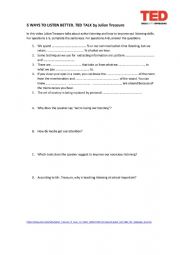 English Worksheet: FIVE WAYS TO LISTEN BETTER