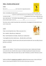 English Worksheet: Holes - creative writing journal scaffolded