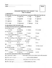 English Worksheet: test