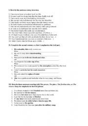 English Worksheet: Inversion and Emphasis