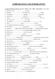 English Worksheet: COMPARATIVES AND SUPERLATIVES