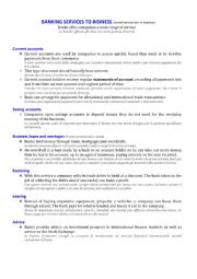 English Worksheet: BANKING SERVICES TO BISINESS 