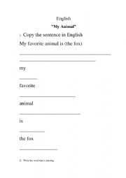 English Worksheet: My favorite animal