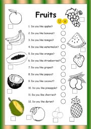 English Worksheet: Do you like apples?